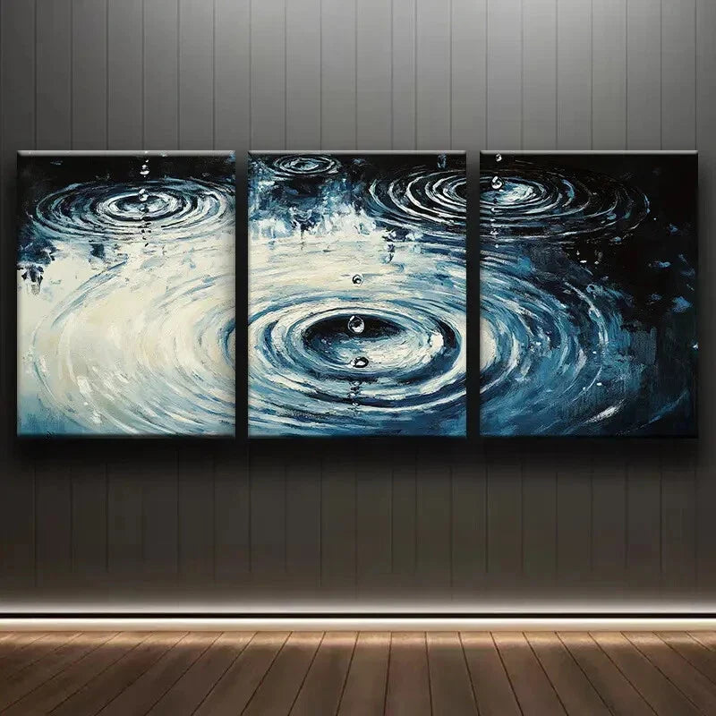 3pcs Raindrops on Water Dark Alone Perfect Wall Art Set Canvas Framed 40x60cm - High Quality Print 100% Australian Made Wall Canvas Ready to Hang