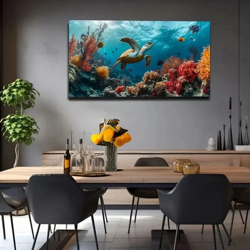 Abstract And Dynamic Underwater Wall Art Canvas Office Home Room Framed 120x60cm