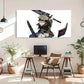 Vibrant Anime Swordsman Wall Art Canvas Office Home Room Framed 80x45cm