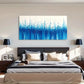 Toned Blue & White Dynamic Flow Wall Art Canvas Office Home Room Framed 120x60cm