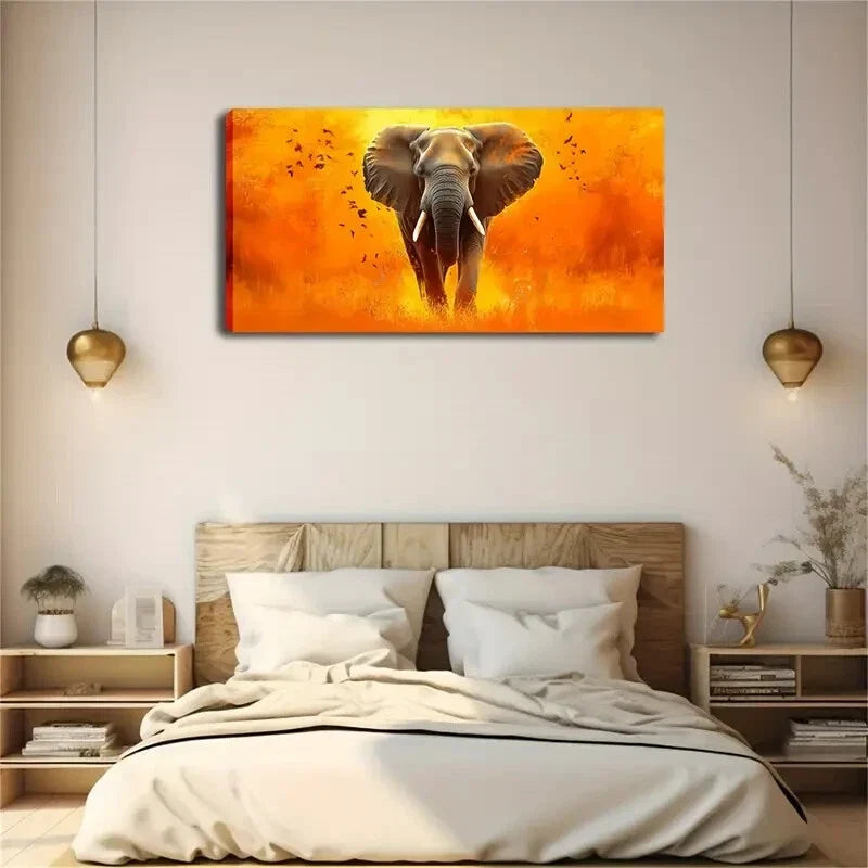 Realistic Majestic Elephant Wall Art Canvas Office Home Room Framed 120x60cm
