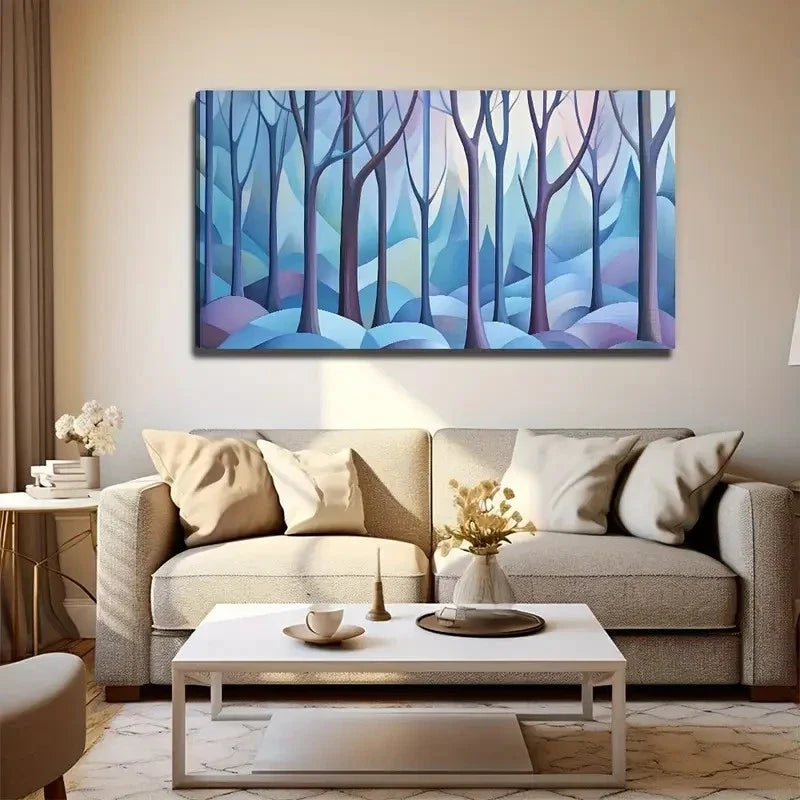 Abstract Winter Woods Wall Art Canvas Office Home Room Framed 80x45cm