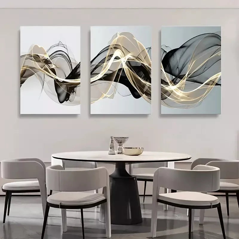 3pcs Abstract Ribbon Painting Canvas Framed 40x60cm - High Quality Print 100% Australian Made Wall Canvas Ready to Hang