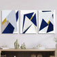 3pcs Golden and Blue Triangle Design,  Art Metal Print Ready to Hang Art