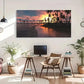 Palm Trees Sunset Seaside Wall Art Canvas Office Home Room Framed 80x45cm
