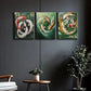 3pcs Group Of Koi Fish In An Oil Painting Metal Print Ready to Hang Art