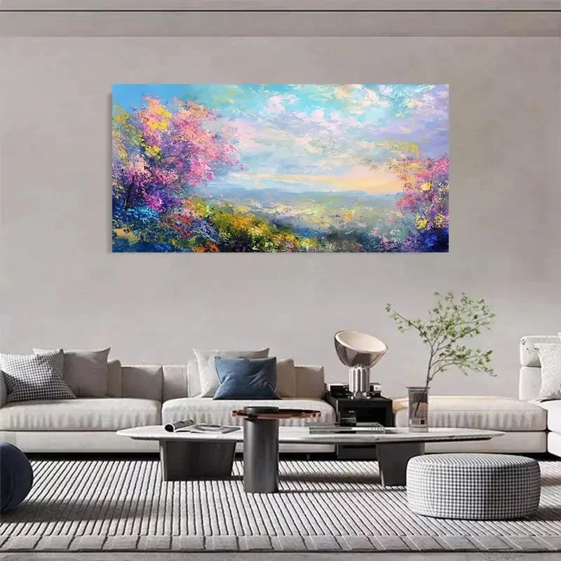 Impressionist Colorful Forest Wall Art Canvas Office Home Room Framed 120x60cm