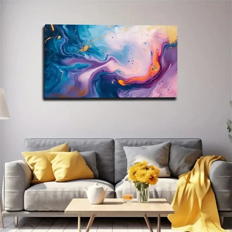 Dreamy Blue Purple Pink Wall Art Canvas Office Home Room Framed 120x60cm