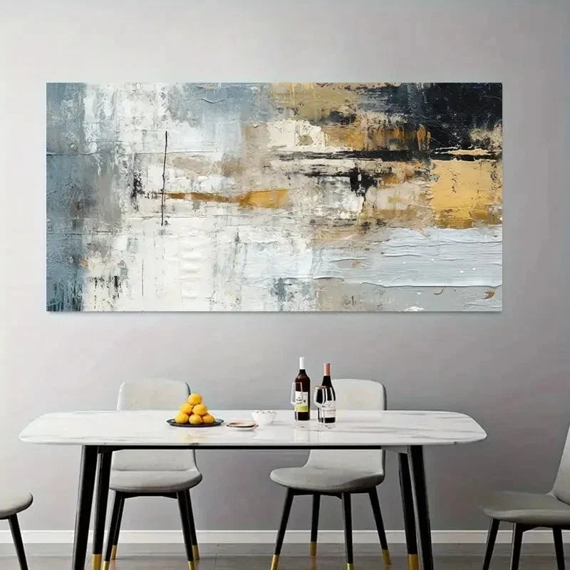 Abstract Black Yellow Graffiti Wall Art Canvas Office Home Room Framed 120x60cm