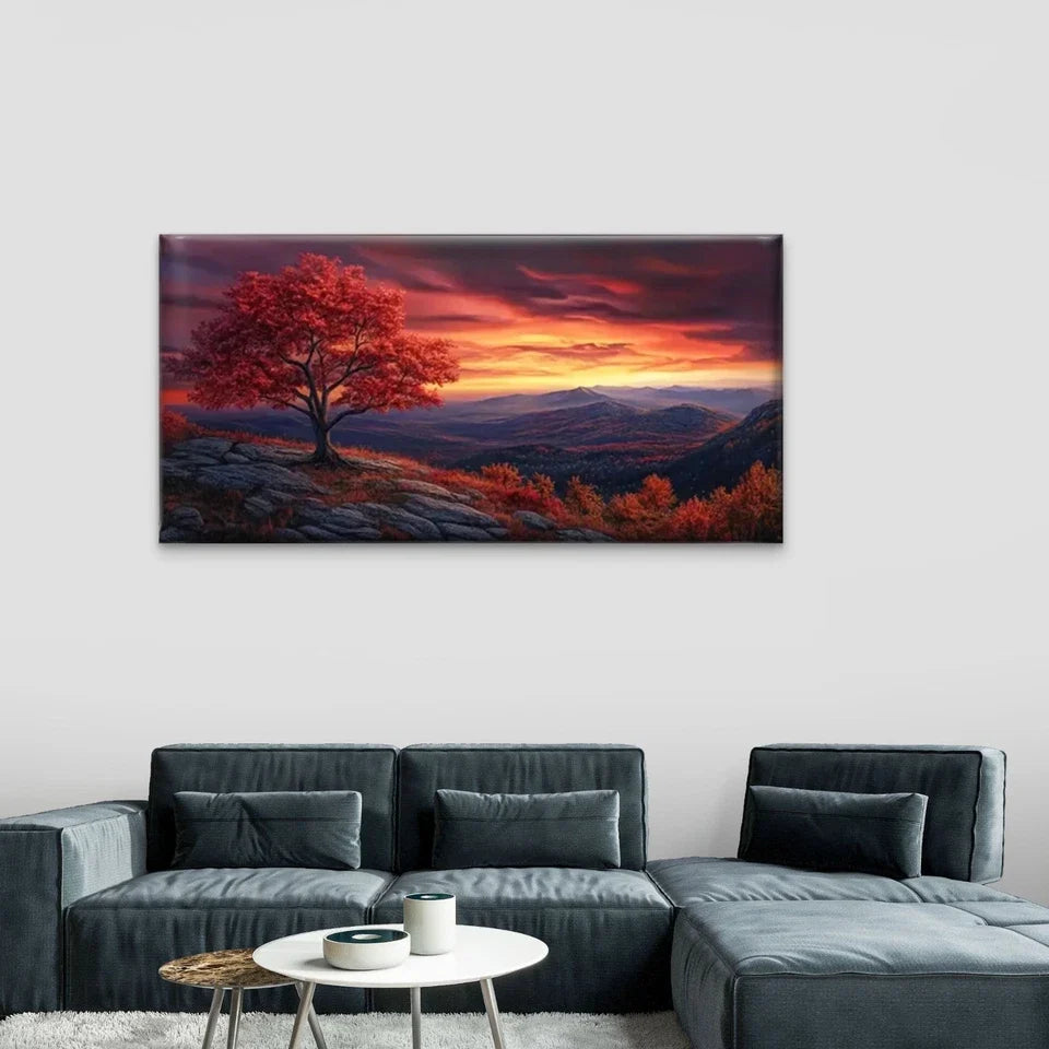 Mountain Tree Mountain Wall Art Canvas Office Home Room Framed 120x60cm