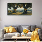 Tree Trunks with Yellow Ribbons Wall Art Canvas Office Home Room Framed 120x60cm
