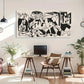 Geometric Abstract Sketch Wall Art Canvas Office Home Room Framed 120x60cm