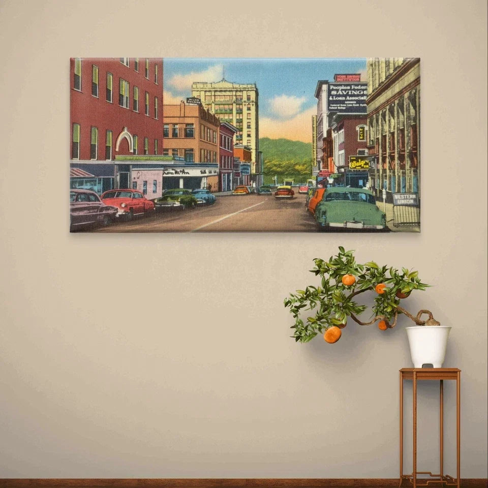 Vintage Classic City Street Urban Wall Art Canvas Office Home Framed 120x60cm