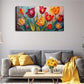 Vibrant Blooming Tulips Leaves Wall Art Canvas Office Home Room Framed 120x60cm