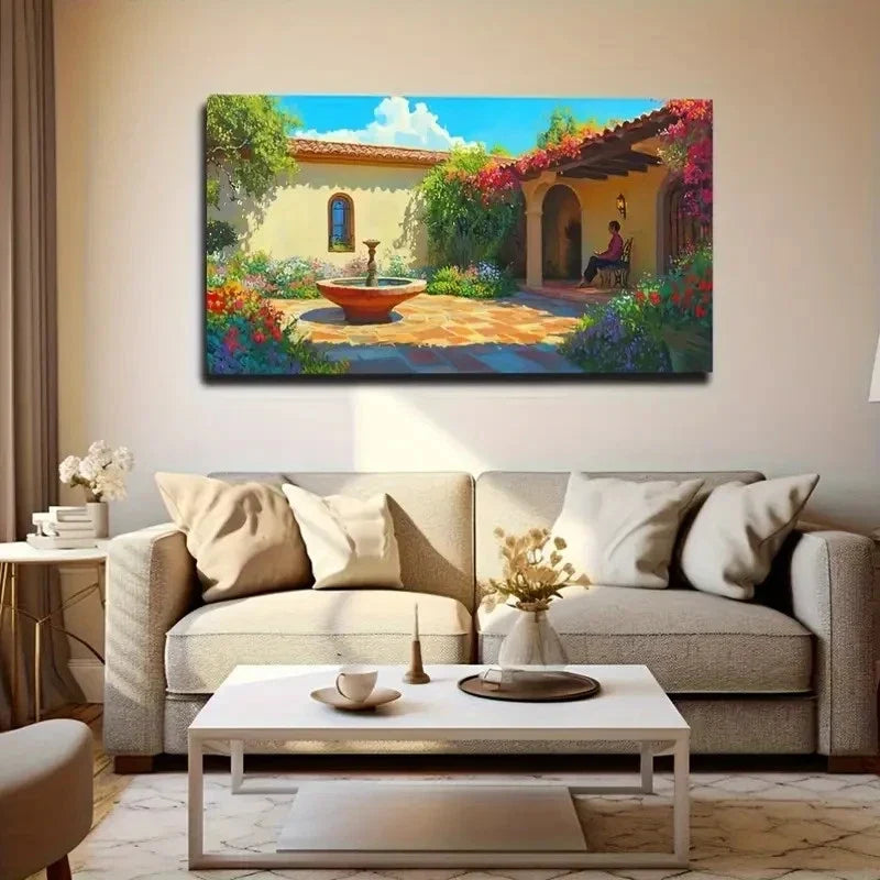 Beautiful Yard Still Sitting Wall Art Canvas Office Home Room Framed 120x60cm