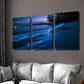 3pcs Glowing Ocean Night Scene Stunning Wall Art Set Canvas Framed 40x60cm - High Quality Print 100% Australian Made Wall Canvas Ready to Hang