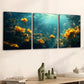 3pcs Beautiful Sea Flowers And Fish Blue Water Wall Art Set Canvas Framed 40x60cm - High Quality Print 100% Australian Made Wall Canvas Ready to Hang
