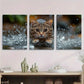 3pcs Vibrant Playful Animal Water Drops Metal Print Ready to Hang Art