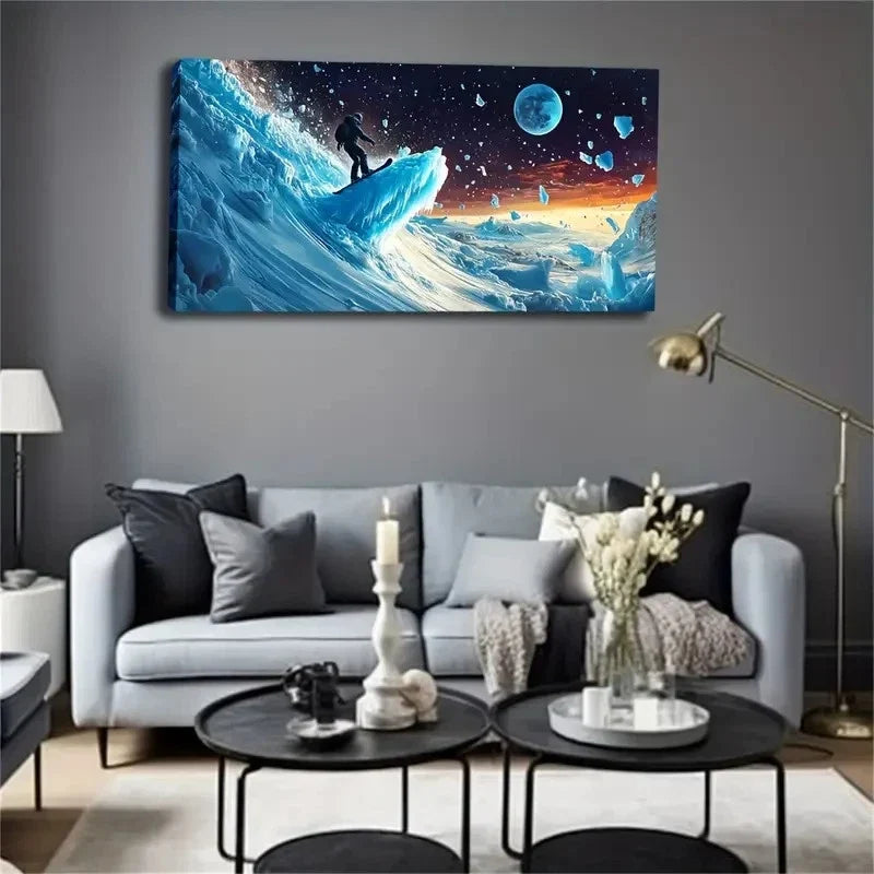 Abstract Human Ice Modern Wall Art Canvas Office Home Room Framed 120x60cm