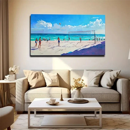 Beach Volleyball Interior Wall Art Canvas Office Home Room Framed 120x60cm