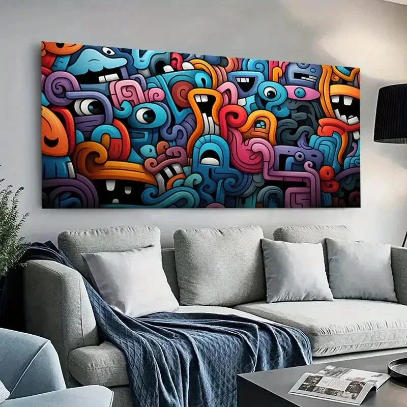 Vibrant Bold Geometric Patterns Wall Art Canvas Office Home Room Framed 120x60cm