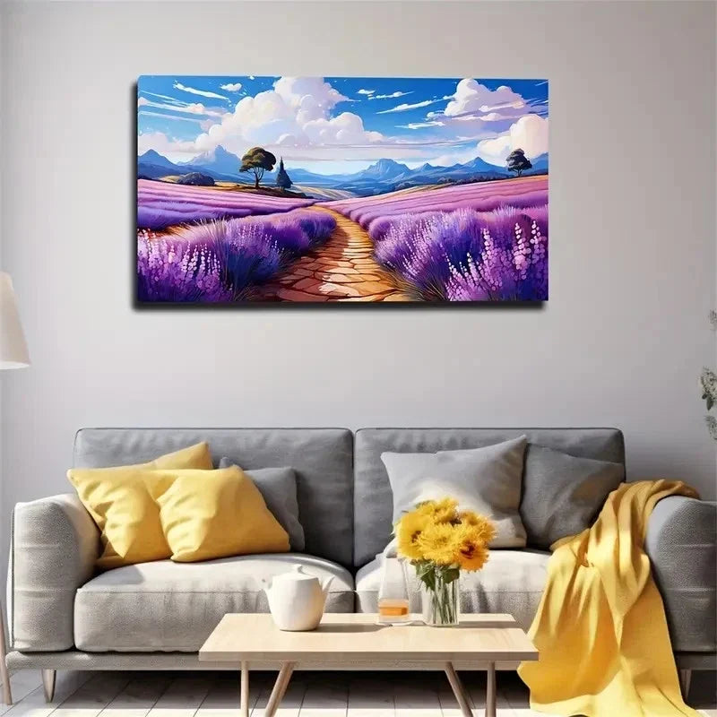 Provence Lavender Fields Wall Art Canvas Office Home Room Framed 120x60cm