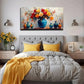 Floral Bouquet Blue Vase Wall Art Canvas Office Home Room Framed 120x60cm