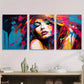 3pcs Vibrant Abstract Portrait of a Woman Metal Print Ready to Hang Art