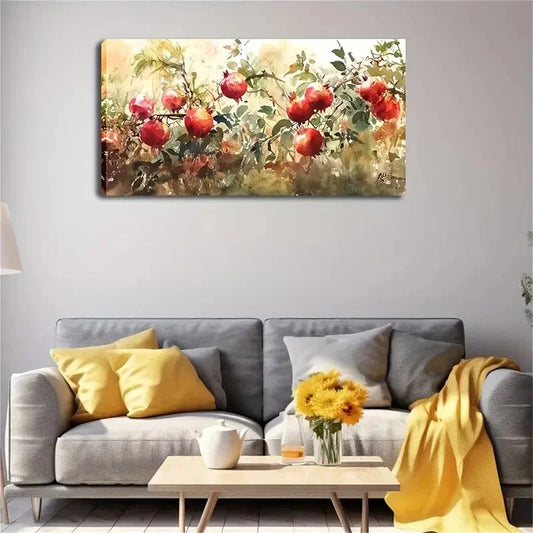 Plump And Juicy Apples In Oil Wall Art Canvas Office Home Room Framed 120x60cm