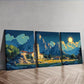 3pcs Painting A Church Under The Mountains Wall Art Set Canvas Framed 40x60cm - High Quality Print 100% Australian Made Wall Canvas Ready to Hang