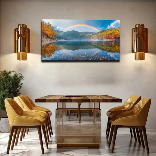 Serene Lake With Autumn Wall Art canvas office home room framed 120x60cm