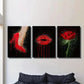 3pcs Abstract Fashion Red Heels Lips Rose Wall Art Set Canvas Framed 40x60cm - High Quality Print 100% Australian Made Wall Canvas Ready to Hang
