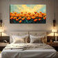 Orange Flowers on Turquoise Wall Art Canvas Office Home Room Framed 120x60cm