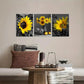 3pcs Sunflower and Elk Natural Style Black & White Metal Print Ready to Hang Art