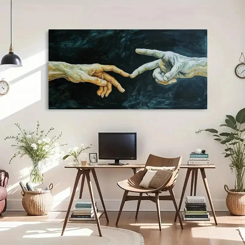 Hands Connecting Deco Gesture Wall Art Canvas Office Home Room Framed 120x60cm