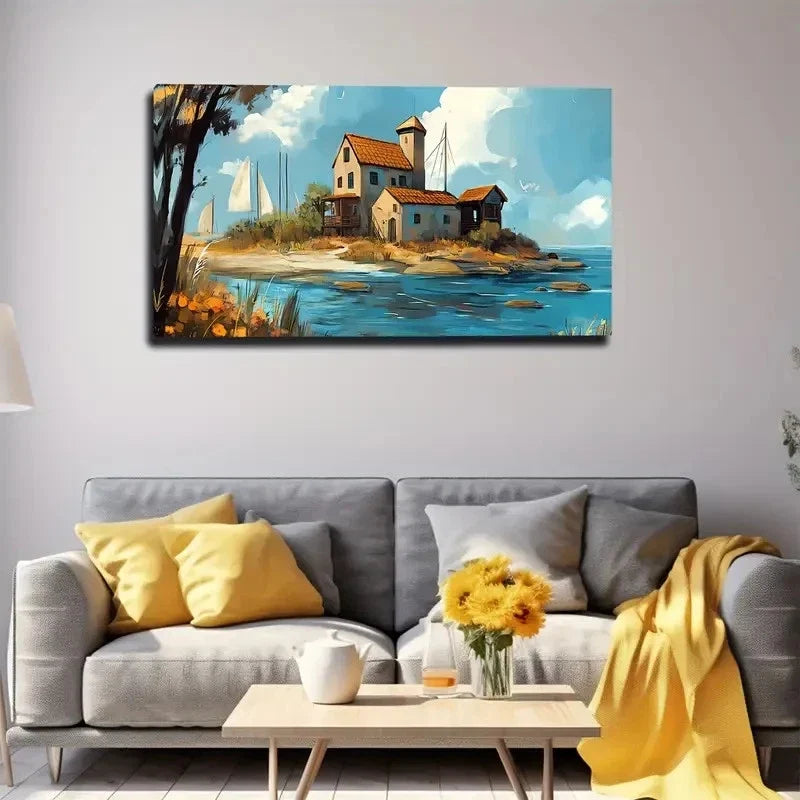 Presenting A Laid-Back Seaside Wall Art Canvas Office Home Room Framed 120x60cm