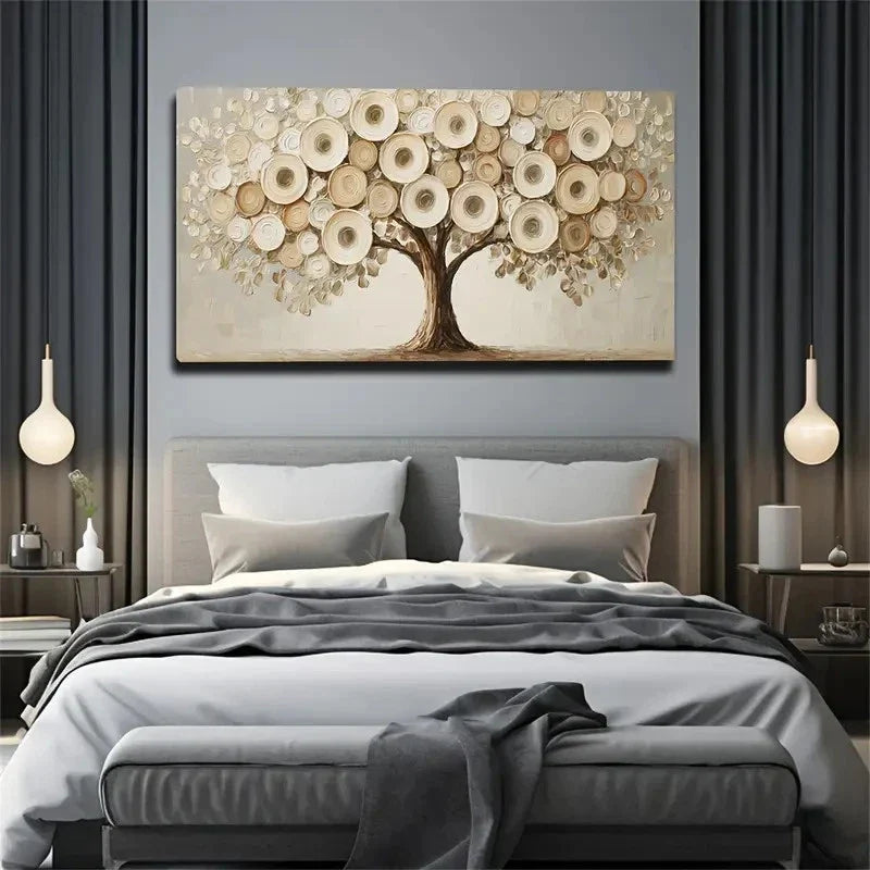 Leaf Collage Tree Design Wall Art Canvas Office Home Room Framed 120x60cm