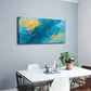Bright Yellow Strokes Turquoise Wall Art Canvas Office Home Room Framed 120x60cm