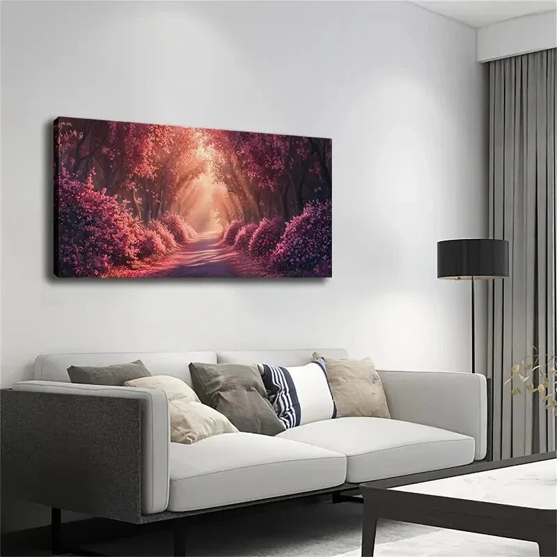 Deco Modern Minimalist Pink Wall Art Canvas Office Home Room Framed 120x60cm