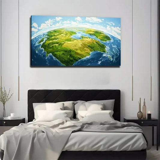 Earth Land And Sea Wall Art Canvas Office Home Room Framed 120x60cm