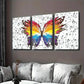 3pcs Colorful Butterfly Modern Abstract Wall Art Set Canvas Framed 40x60cm - High Quality Print 100% Australian Made Wall Canvas Ready to Hang