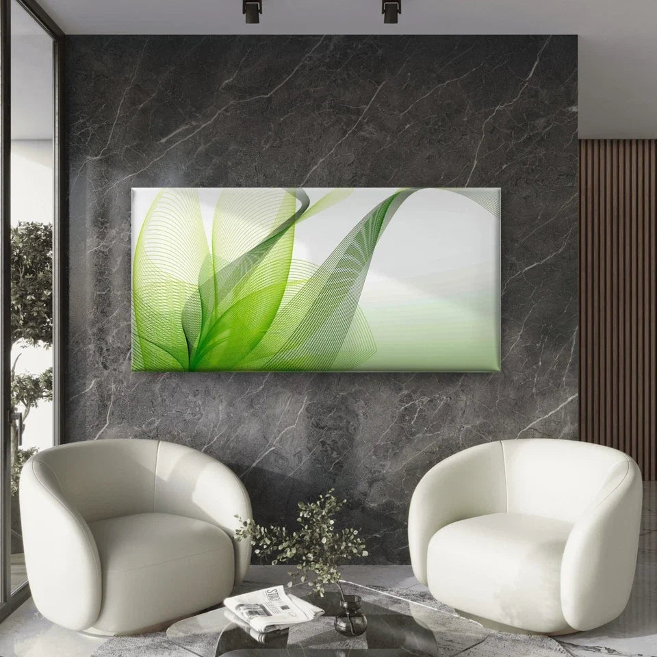 Green Background With Lines Wall Art Canvas Office Home Room Framed 120x60cm