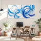 Blue Swirls Abstract Design Wall Art Canvas Office Home Room Framed 120x60cm