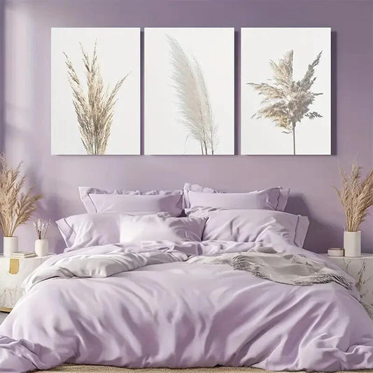 3pcs Minimalist Botanical Modern Wildflower Metal Print Ready to Hang Art