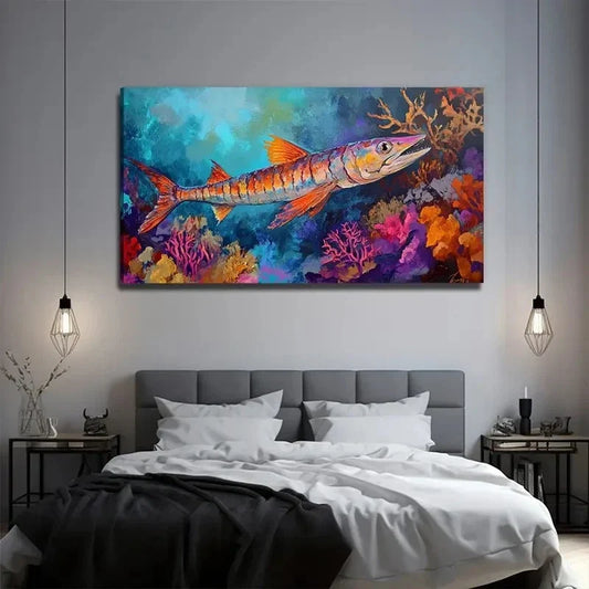 Ocean Big Fish Suitable Wall Art Canvas Office Home Room Framed 120x60cm