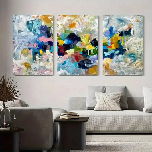 3pcs Abstract Colorful Modern Abstract Vibrant Metal Print Ready to Hang Art