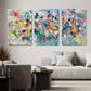 3pcs Vibrant Abstract Floral Colorful Brushstroke Metal Print Ready to Hang Art