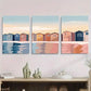 3pcs Modern Coastal Beach Houses Geometric Metal Print Ready to Hang Art