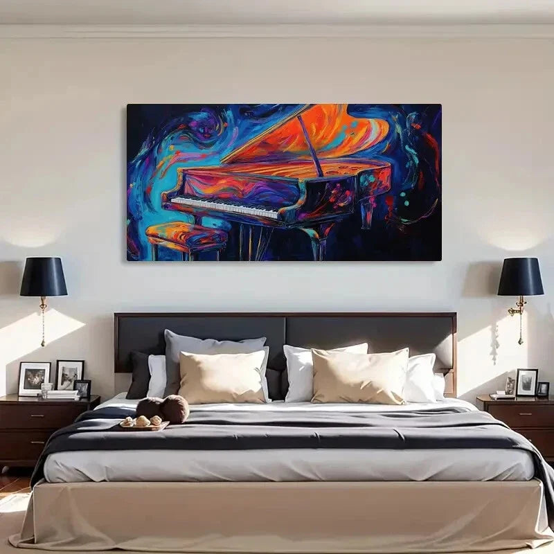 Vibrant Abstract Piano Colorful Wall Art Canvas Office Home Room Framed 120x60cm