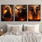 3pcs Running Hell Demon Horse Bull Elephant Wall Art Set Canvas Framed 40x60cm - High Quality Print 100% Australian Made Wall Canvas Ready to Hang